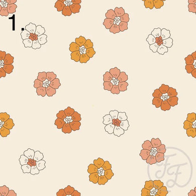 Beige Amber Petals cotton jersey knit 180 GSM fabric Family Fabric PREORDER