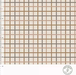 Griddles Toffee organic cotton jersey knit fabric elvelyckan fall22 Grid