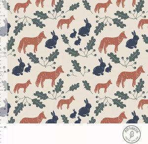 Forest Animals Ginger organic cotton jersey knit fabric  elvelyckan fall23