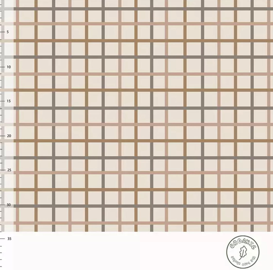 Griddles Toffee organic cotton jersey knit fabric elvelyckan fall22 Grid