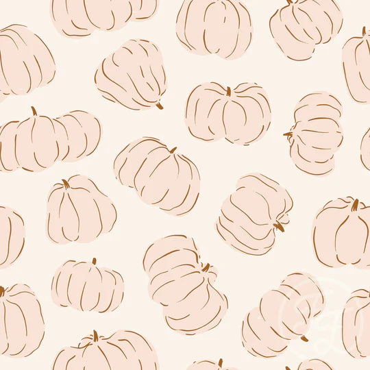 Soft Caramel Pumpkins cotton jersey knit fabric Family Fabric