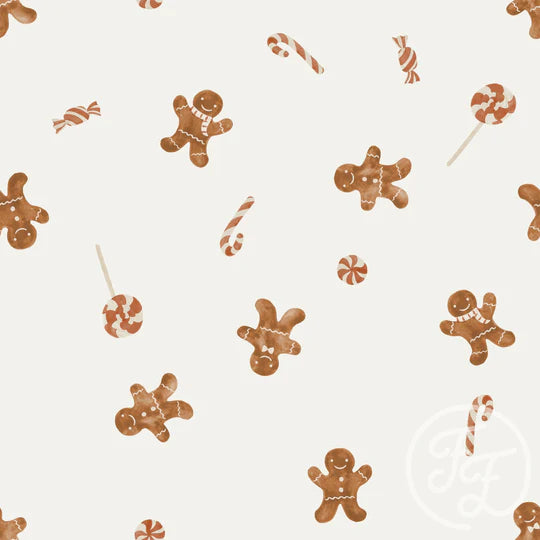 Gingerbread cotton jersey knit fabric family fabric