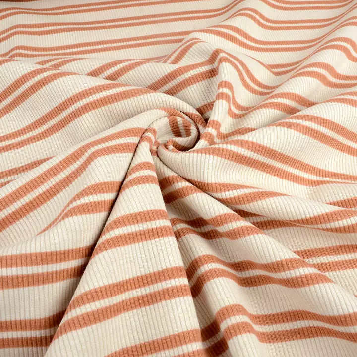 Lines Clay 2x1 Ribbed Organic Knit Tygdrommar Stripes