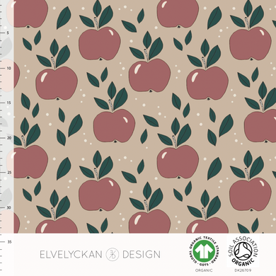 Apples in Cappuccino organic cotton jersey knit fabric