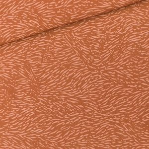 Flecks in amber brown viscose rayon fabric (no stretch)