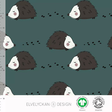 Hedgehog Mini Pine organic cotton jersey knit fabric elvelyckan fall22