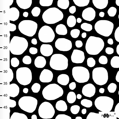 Stones in black and white organic cotton jersey knit fabric