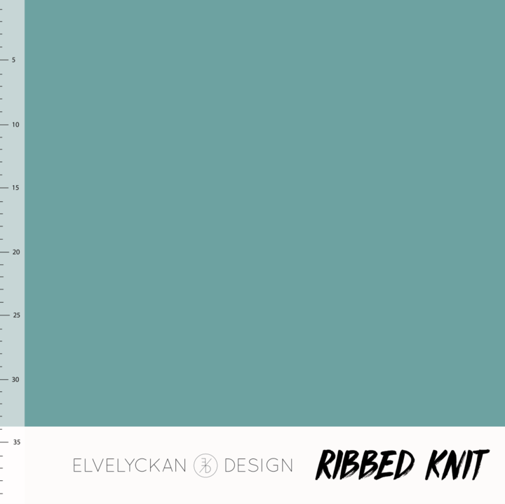Solid aqua 2x1 RIBBED knit cotton fabric elvelyckan design