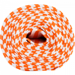 Ribbing in bright orange and white stripes organic cotton knit fabric
