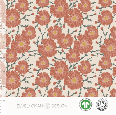 Floral in creme organic cotton jersey knit fabric