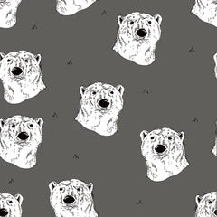 Polar bear in steel gray organic cotton jersey knit fabric