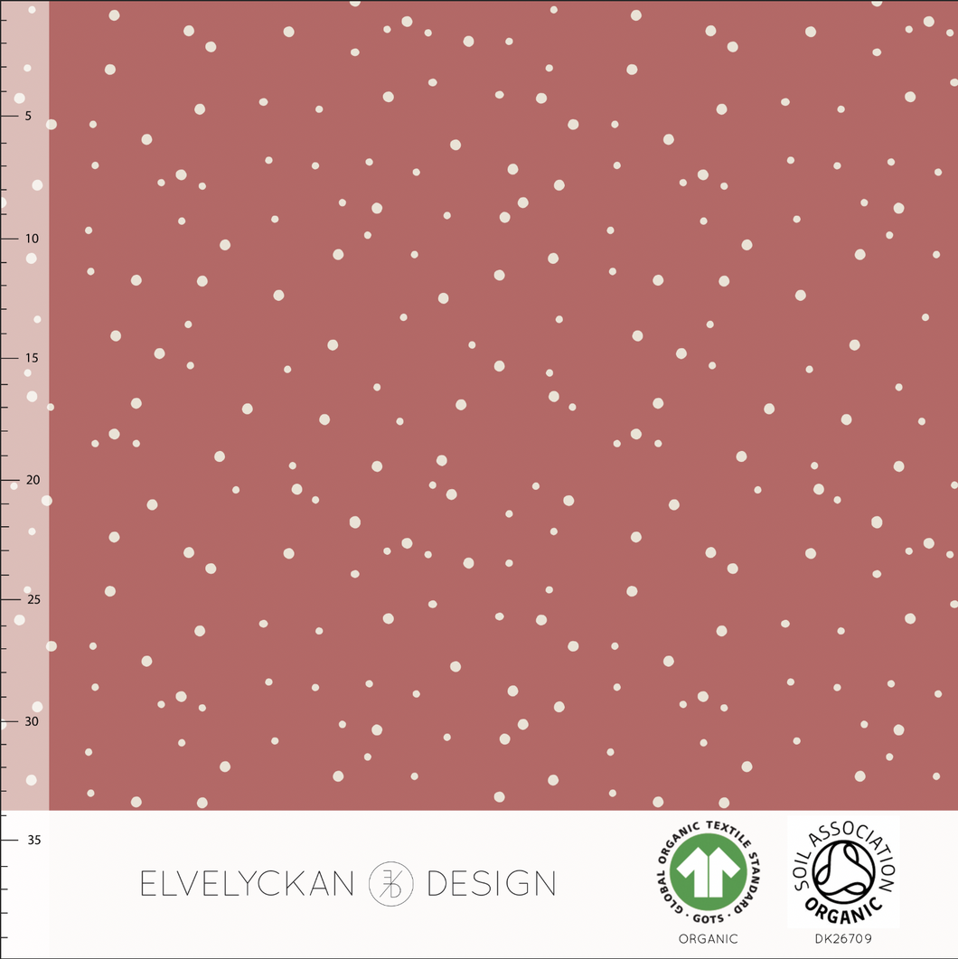 Spots in Raspberry organic 2x1 RIBBED knit cotton fabric elvelyckan design