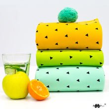 Mint triangles organic french terry knit fabric