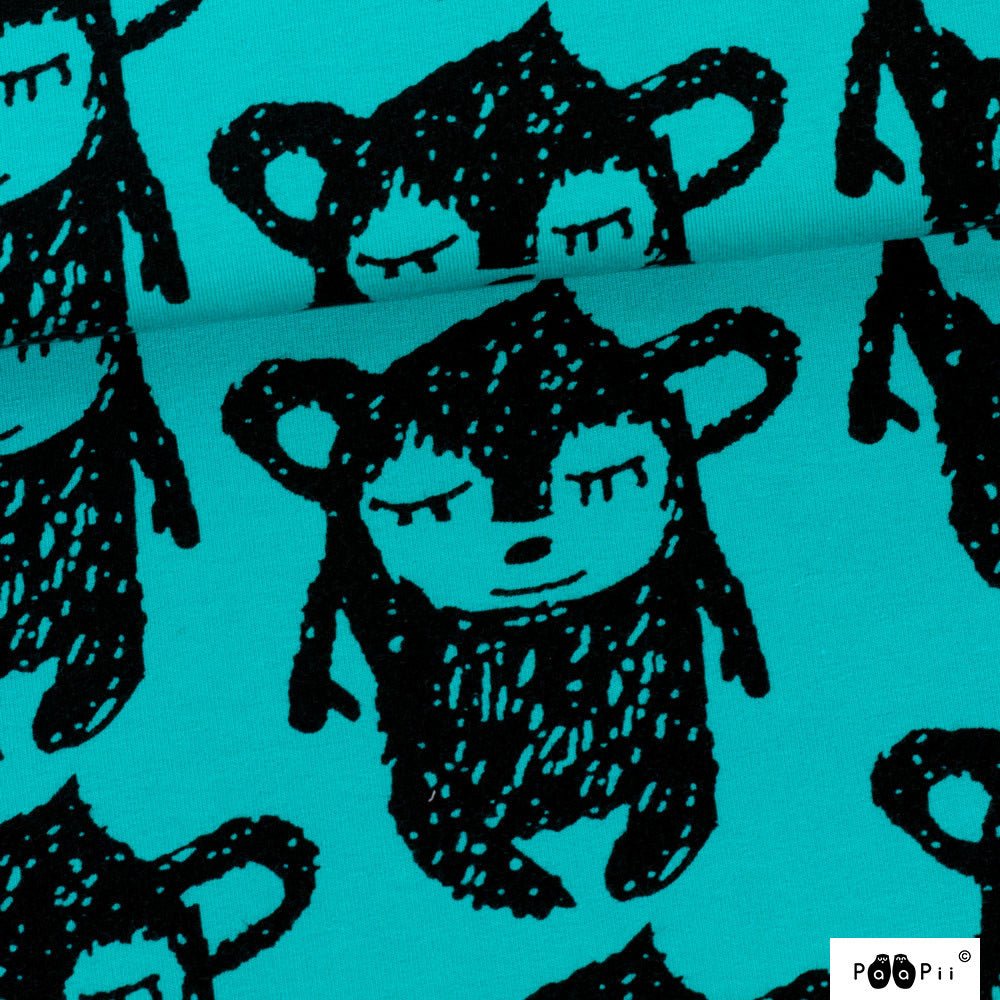 Hippu in turquoise organic cotton french terry knit sweatshirt fabric