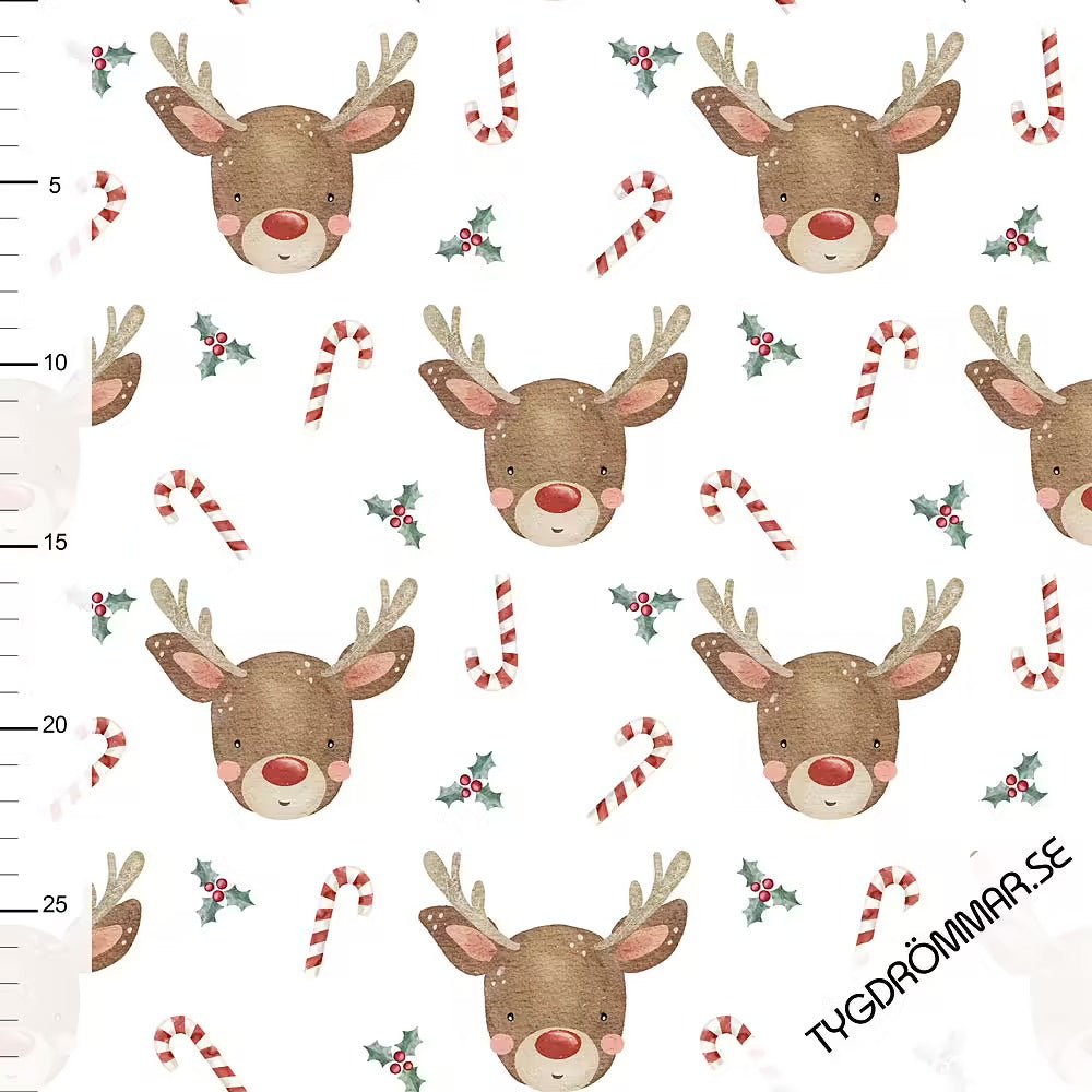 Sweet Rudolf Organic Cotton Jersey Knit Fabric  Tygdrommar Christmas Fabric