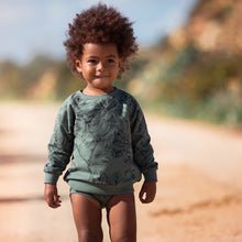 Wild Roses Duck Green French Terry sweatshirt knit fabric see you at six Su22