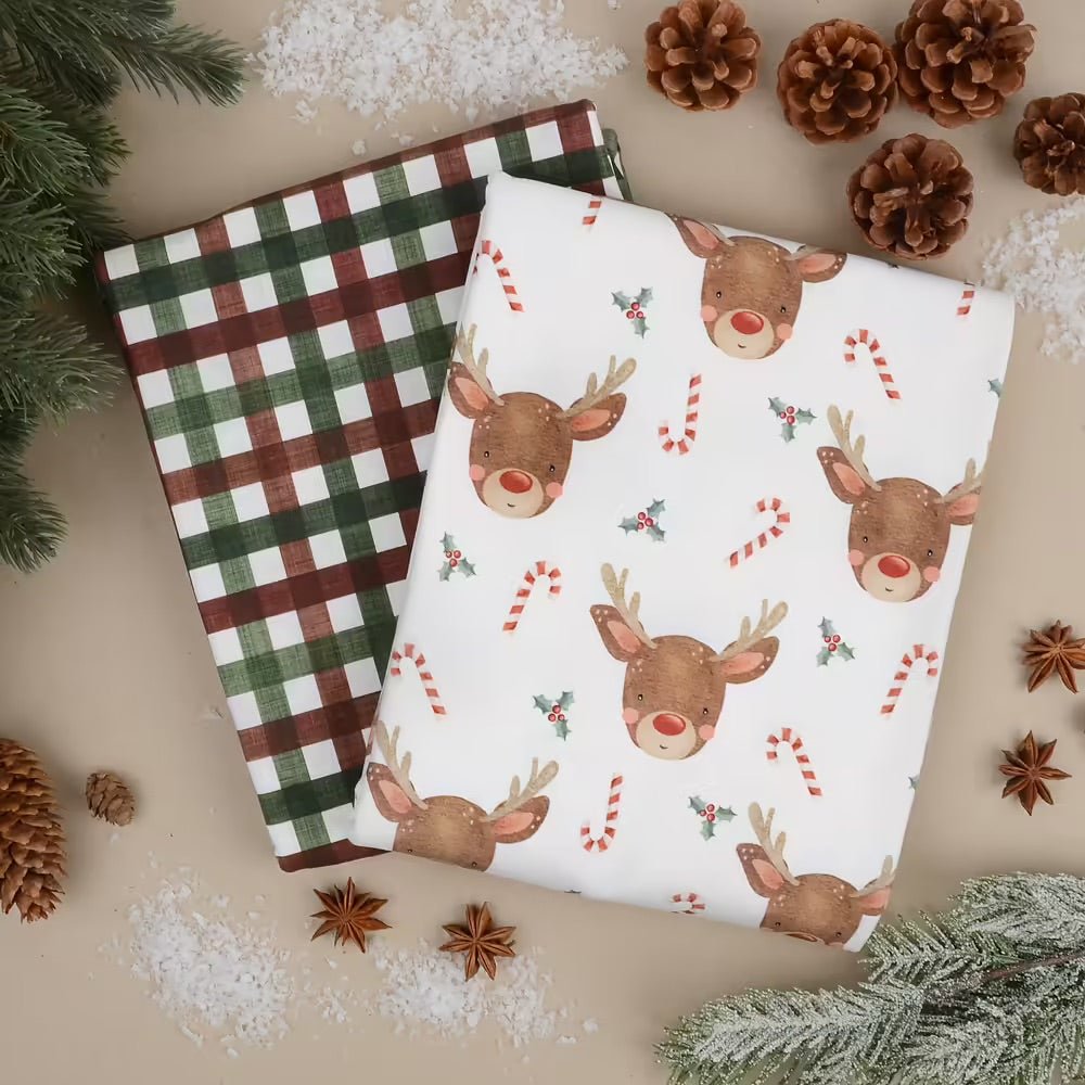 Sweet Rudolf Organic Cotton Jersey Knit Fabric  Tygdrommar Christmas Fabric