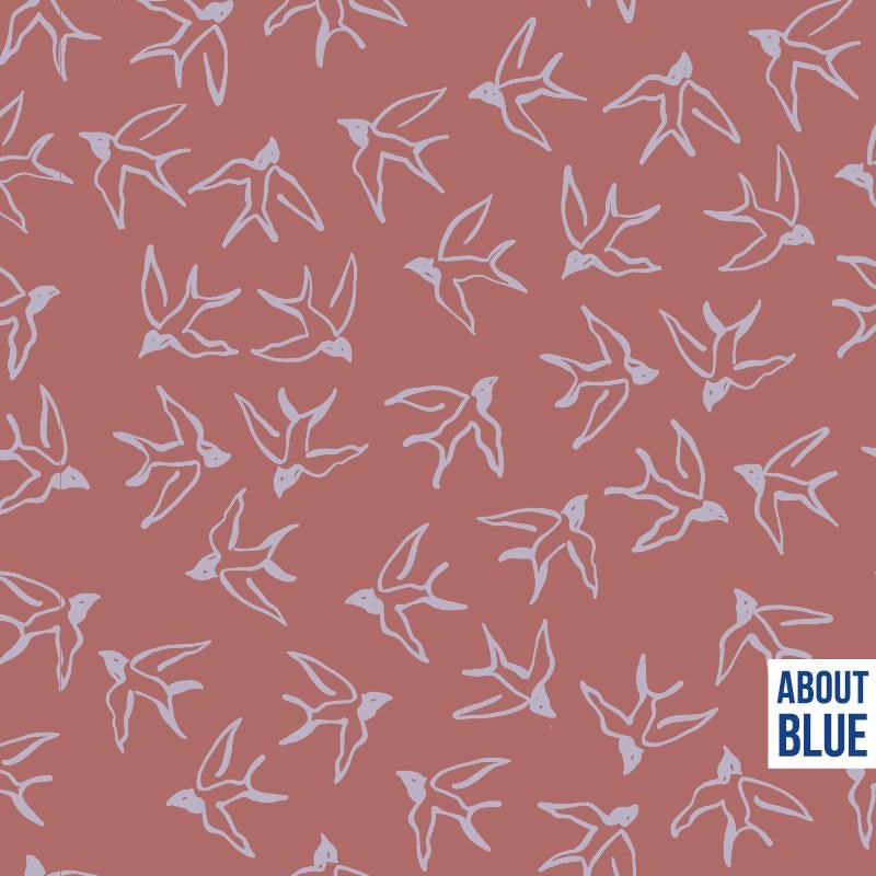 Let me be a wild bird crepe viscose about blue