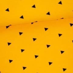Triangles in sun yellow organic french terry knit fabric